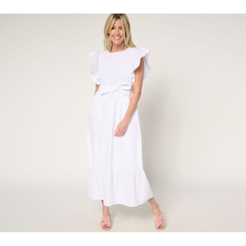 Top Knot Women's Plus Sz Dress 1X Palmetto 100% Cotton Poplin White